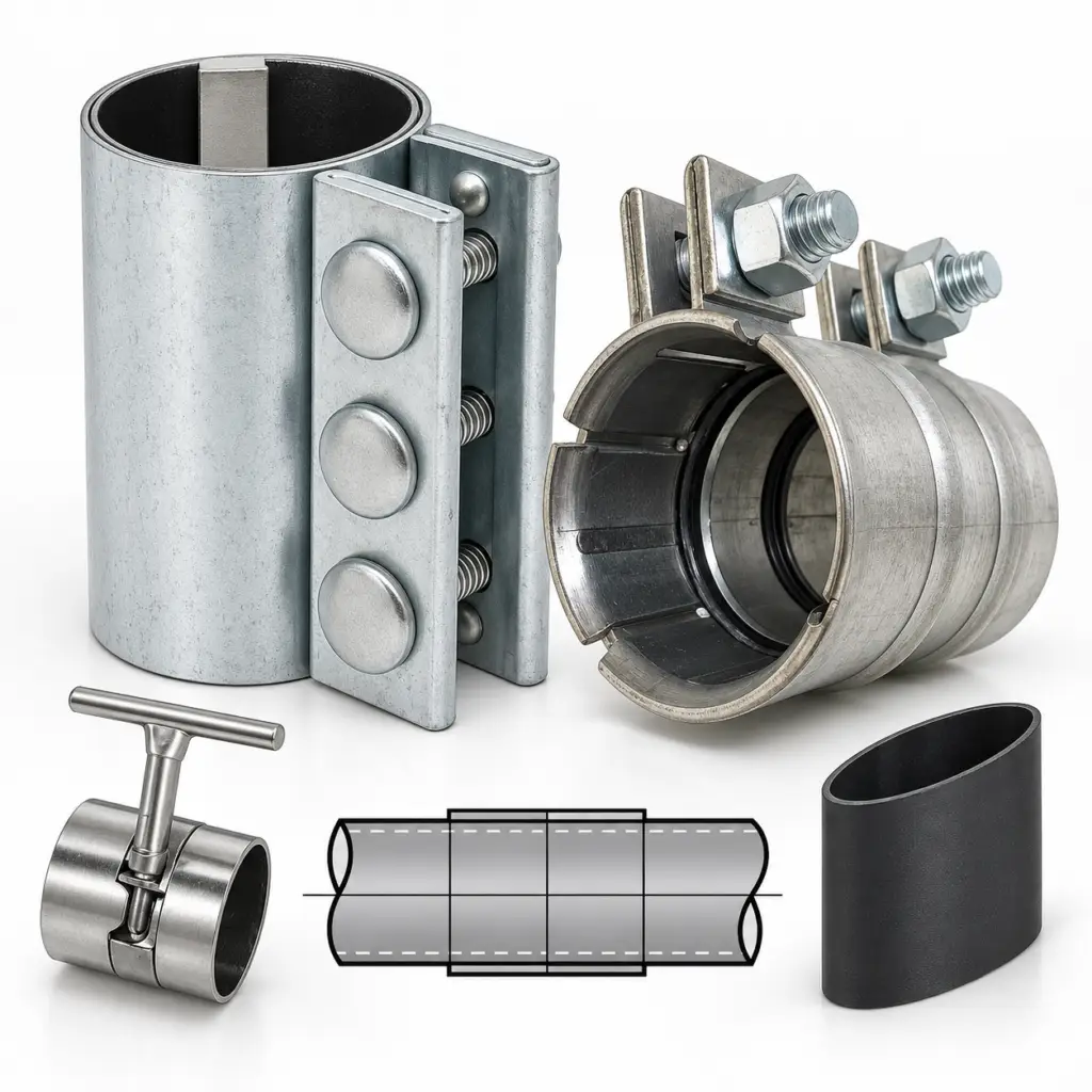 Industrial vacuum couplings and joining methods including compression, quick grip, slip and shrink sleeve connections