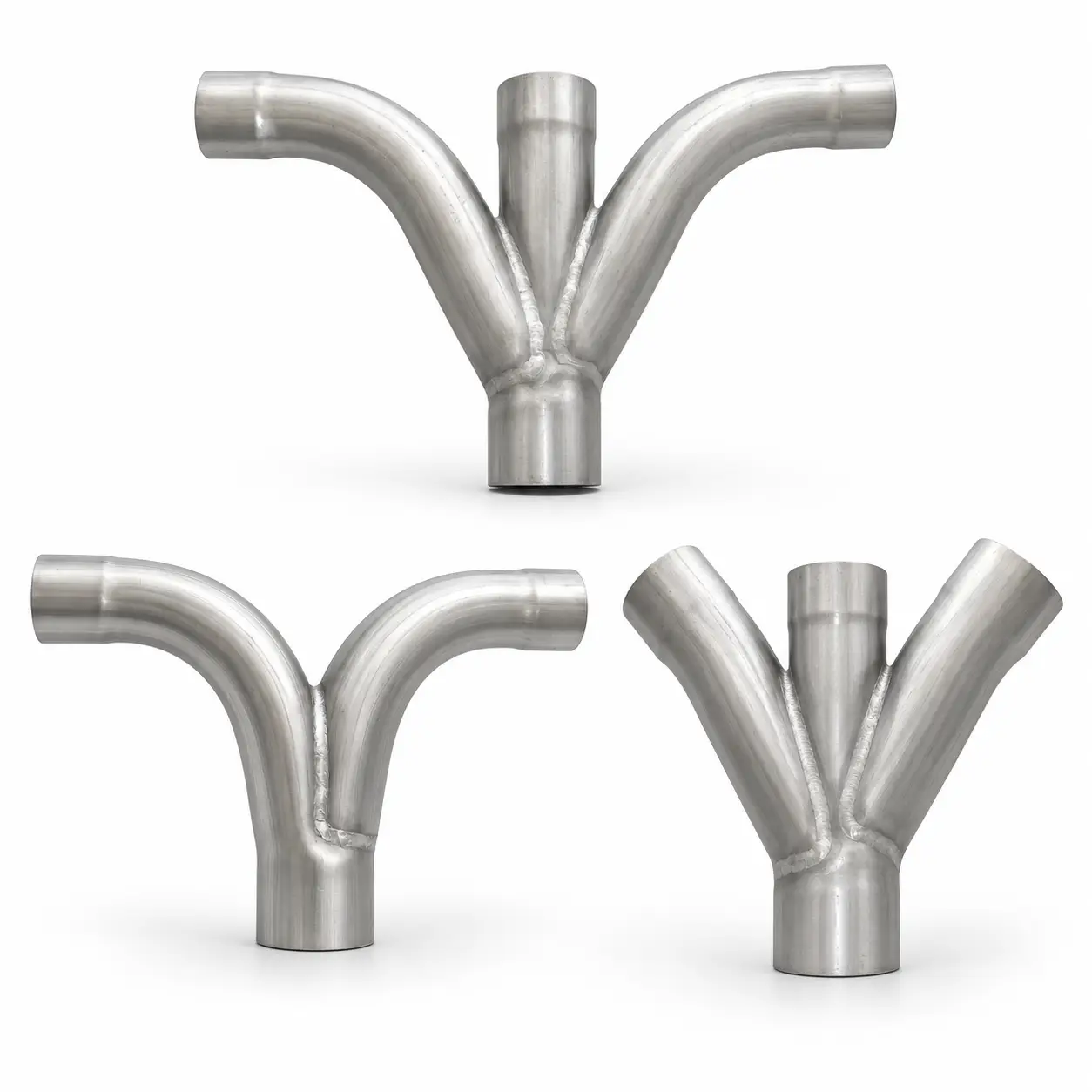 Industrial vacuum double wye fittings for branching vacuum tubing and pneumatic conveying lines in material handling systems