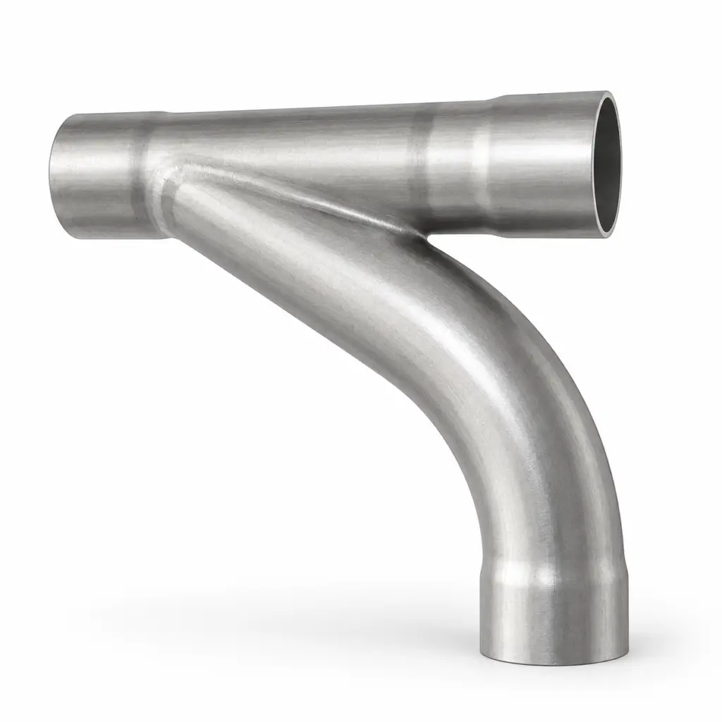 Industrial vacuum 90 degree TY branch fitting for connecting and routing vacuum tubing in pneumatic conveying systems